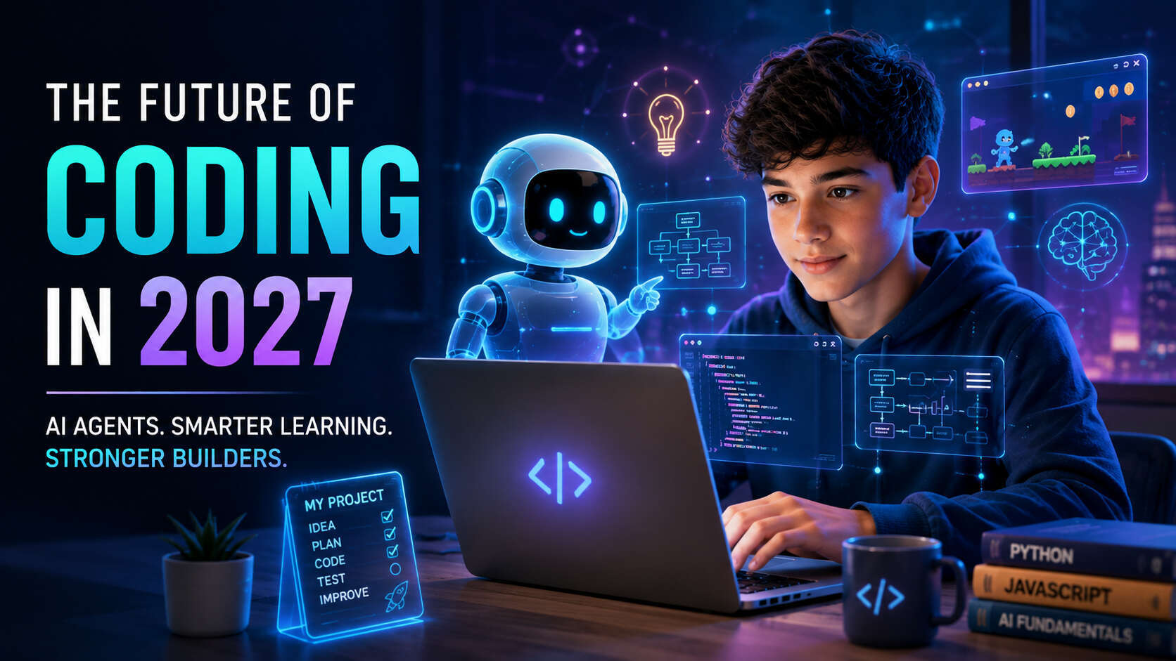 Student learning coding with AI agents in 2027 Student learning coding with AI agents in 2027