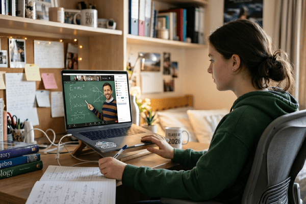 Student studying for SAT exam and improving scores with online SAT tutoring