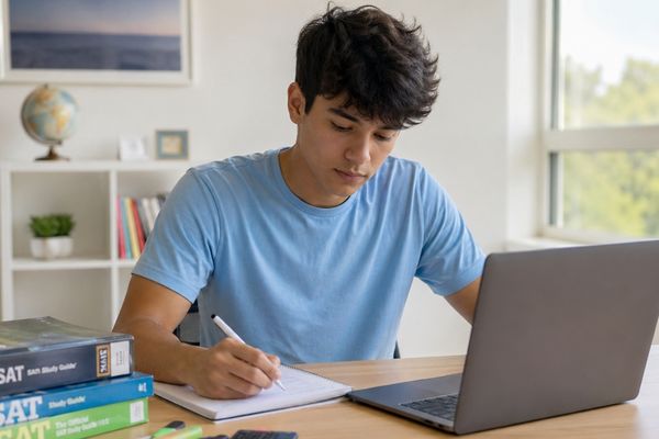 Student taking SAT practice test with personalized SAT prep support
