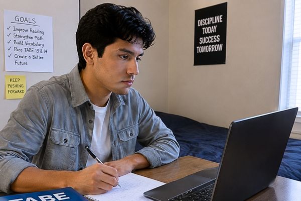 Adult learner preparing for educational and career opportunities through TABE tutoring
