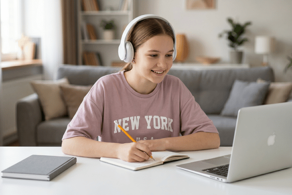 Student improving academic English communication skills through ELPA21 tutoring