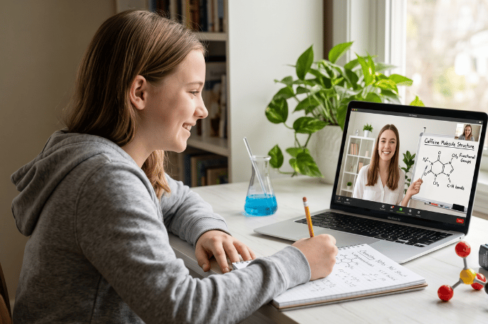 Online chemistry tutor teaching student live