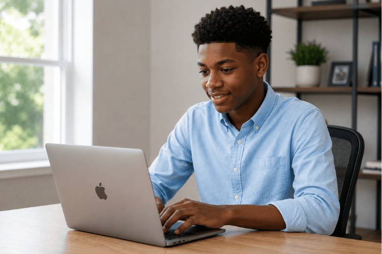 Tutor teaching HTML website development online.