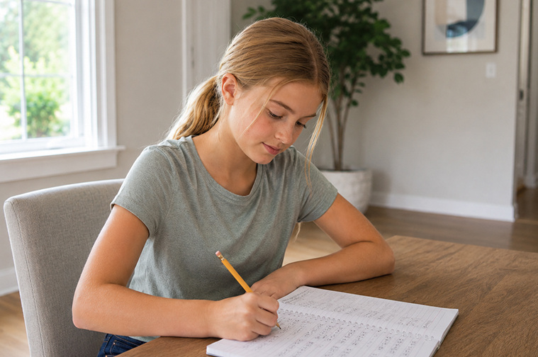 Student connecting Grade 7 math concepts