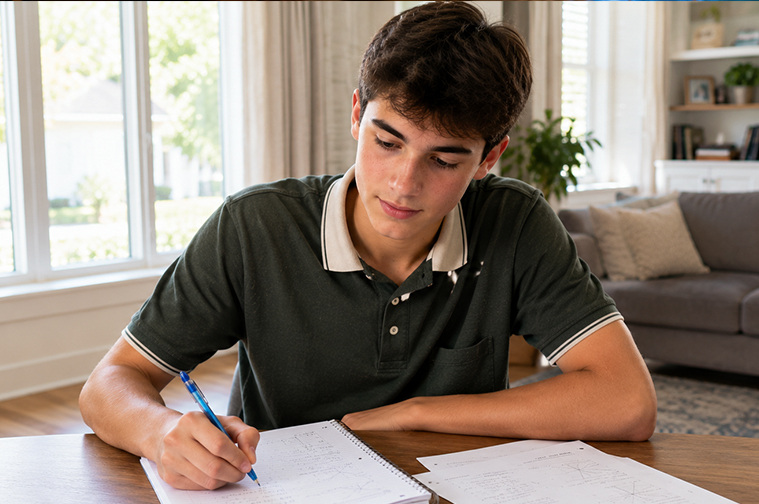 Student solving a Grade 10 math problem