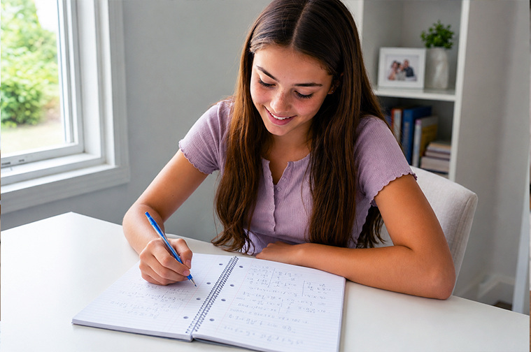 Student applying advanced math methods