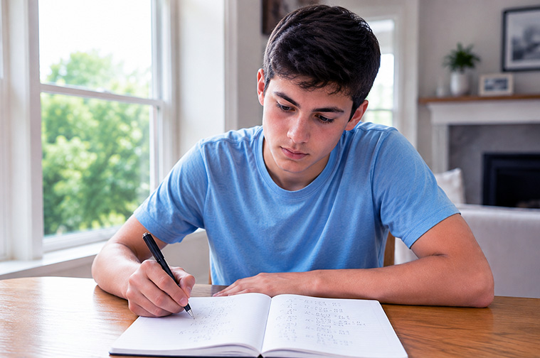 Student solving an Algebra 1 equation