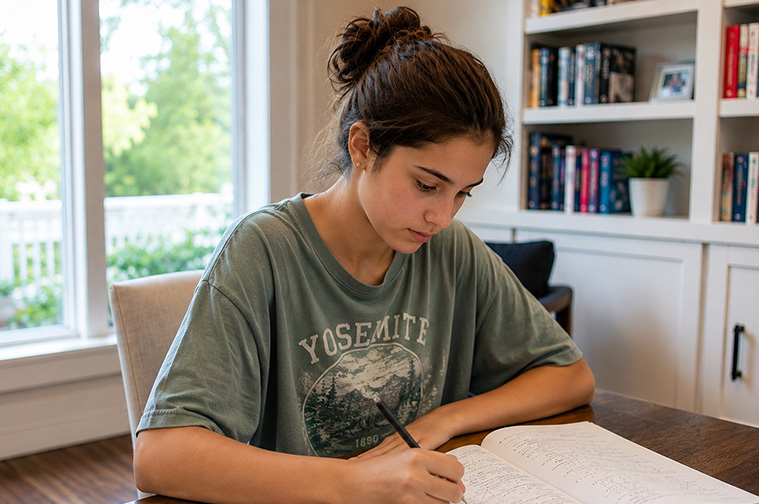 Student working with Algebra 2 functions
