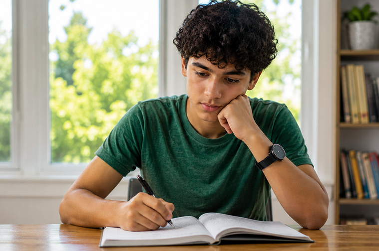 Student applying Integrated Math 2 concepts