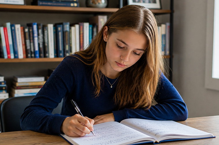 Student applying advanced mathematical concepts