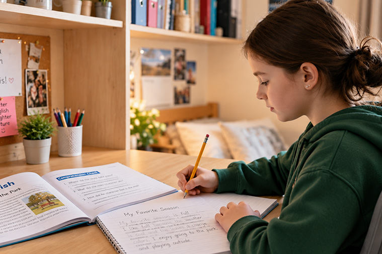 Grade 4 student developing writing and speaking skills