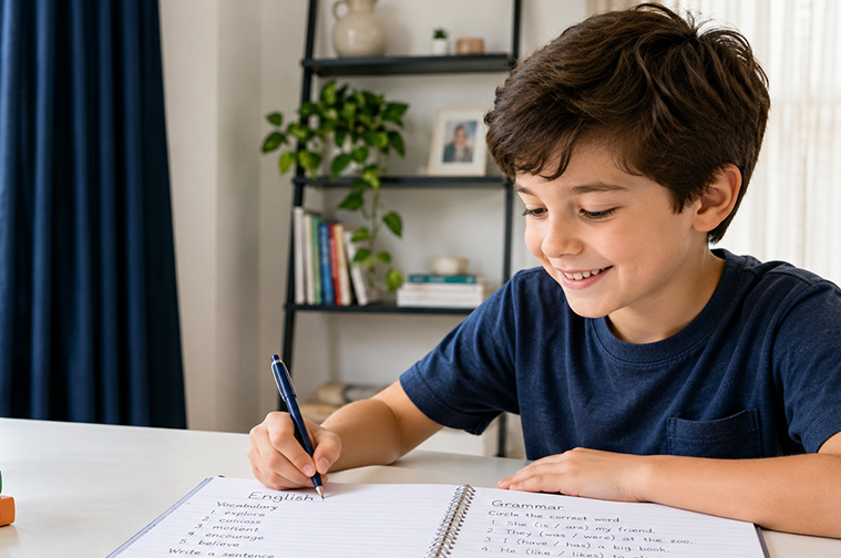 Grade 4 student strengthening reading and language skills