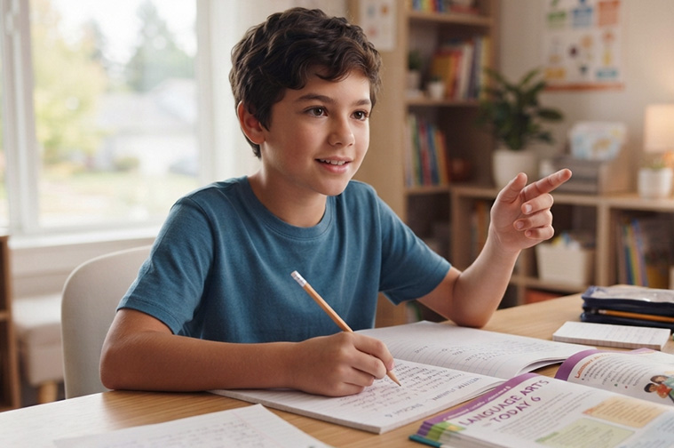 Grade 6 student developing writing and communication skills