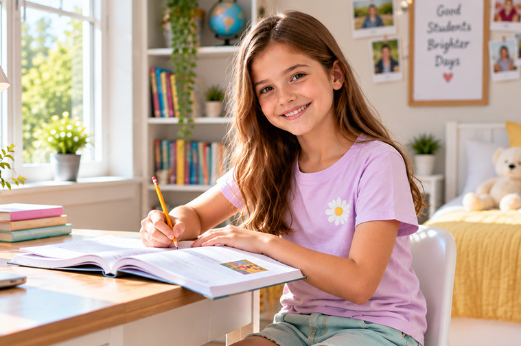 Grade 7 student strengthening reading and language skills