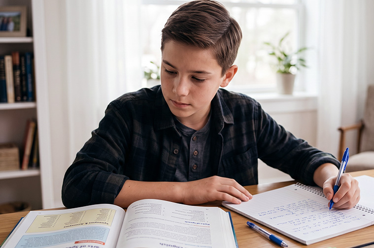 Grade 8 student strengthening reading and language skills