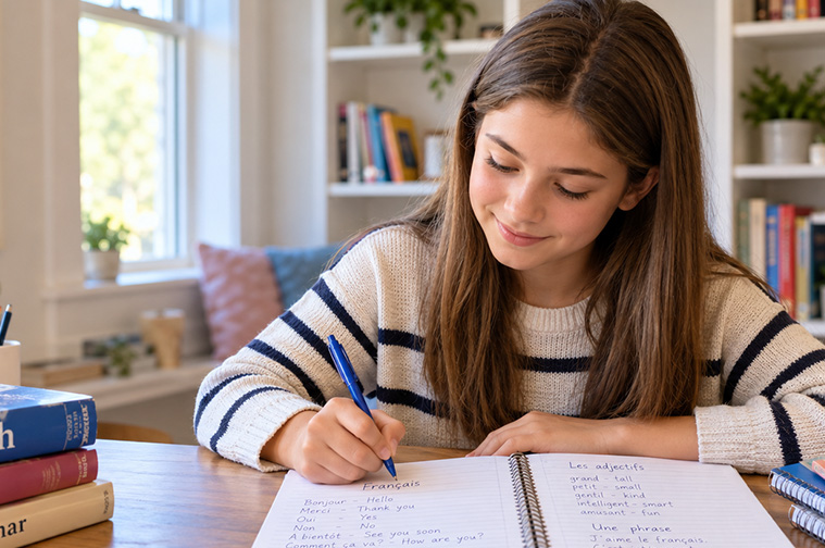 Grade 8 student developing writing and communication skills