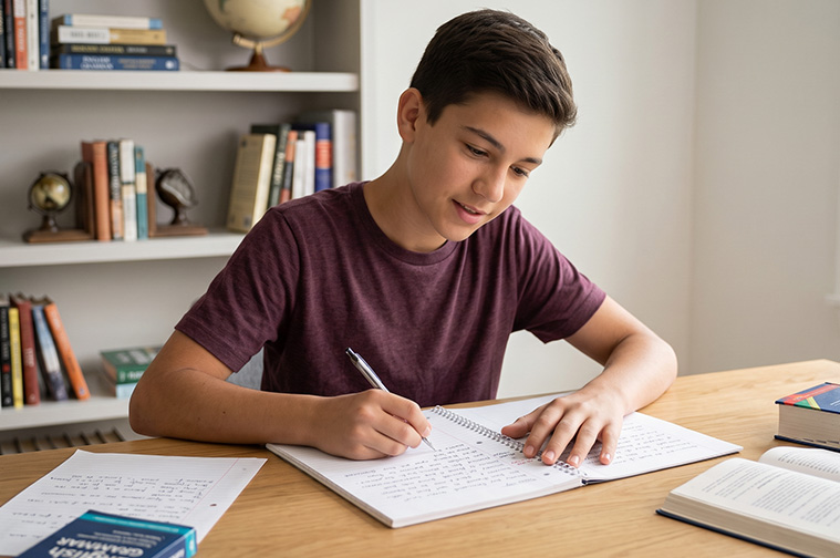 Grade 9 student strengthening academic reading and language skills